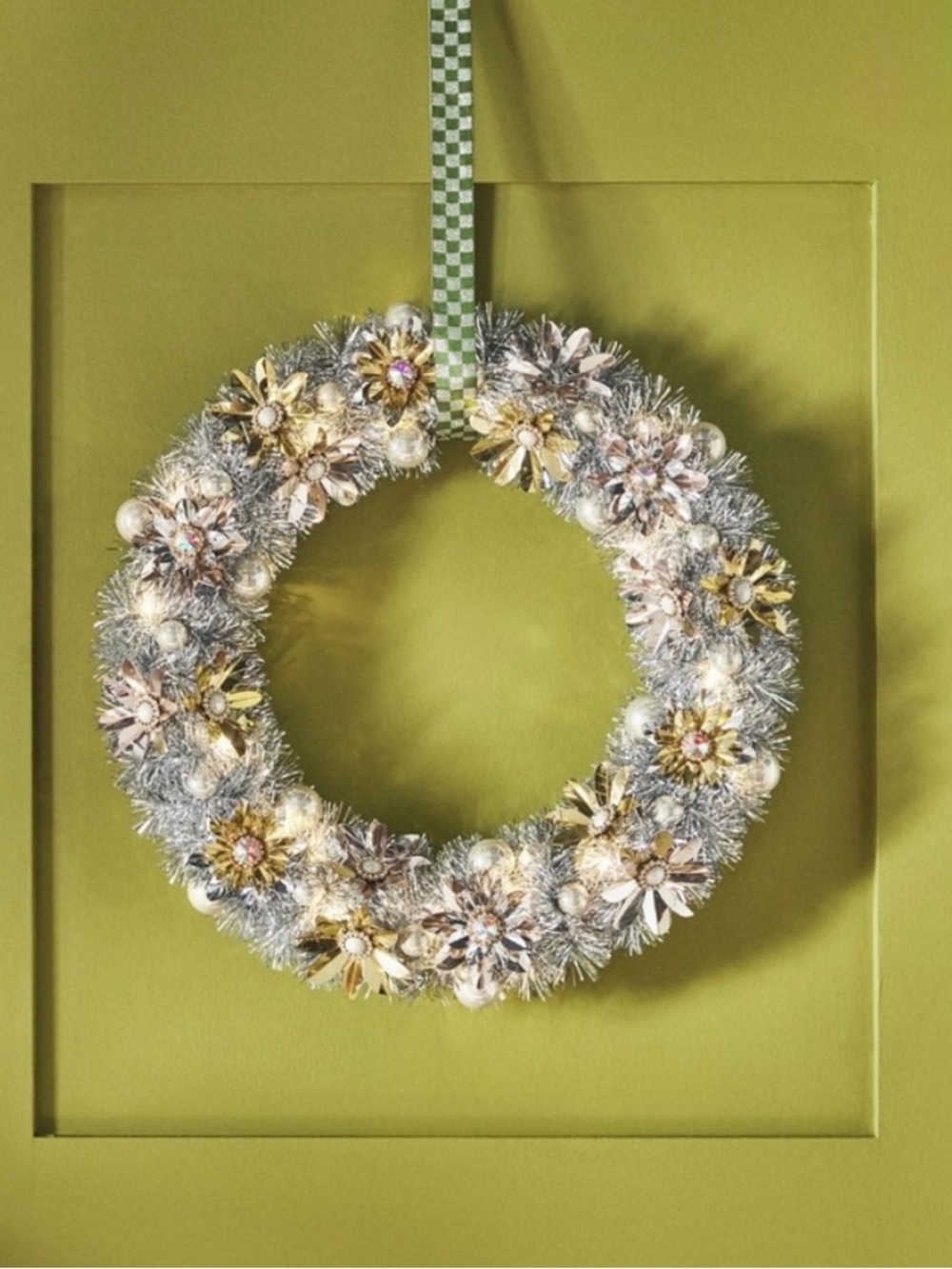 ANTHROPOLOGIE➕Lighted Tinsel Wreath